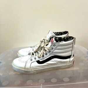 Vans SK8 Reissue Zip back Premium Leather High Too White Sneaker Shoes